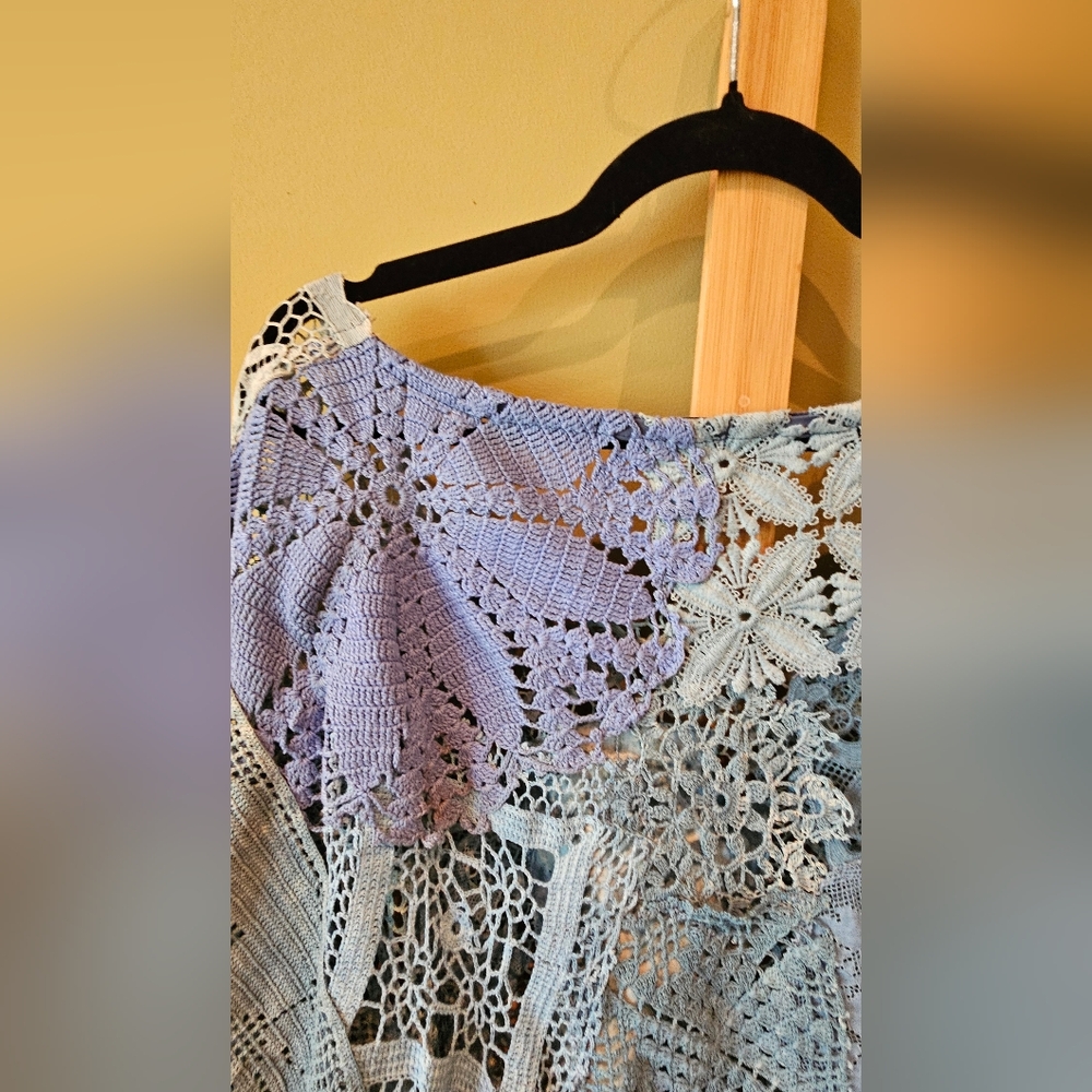 Diana Coatsworth lace and crochet patchwork top slow fashion shiburi dyed - Picture 2 of 3